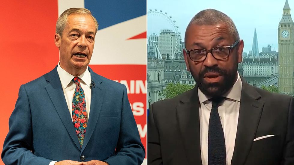 Nigel Farage and James Cleverly