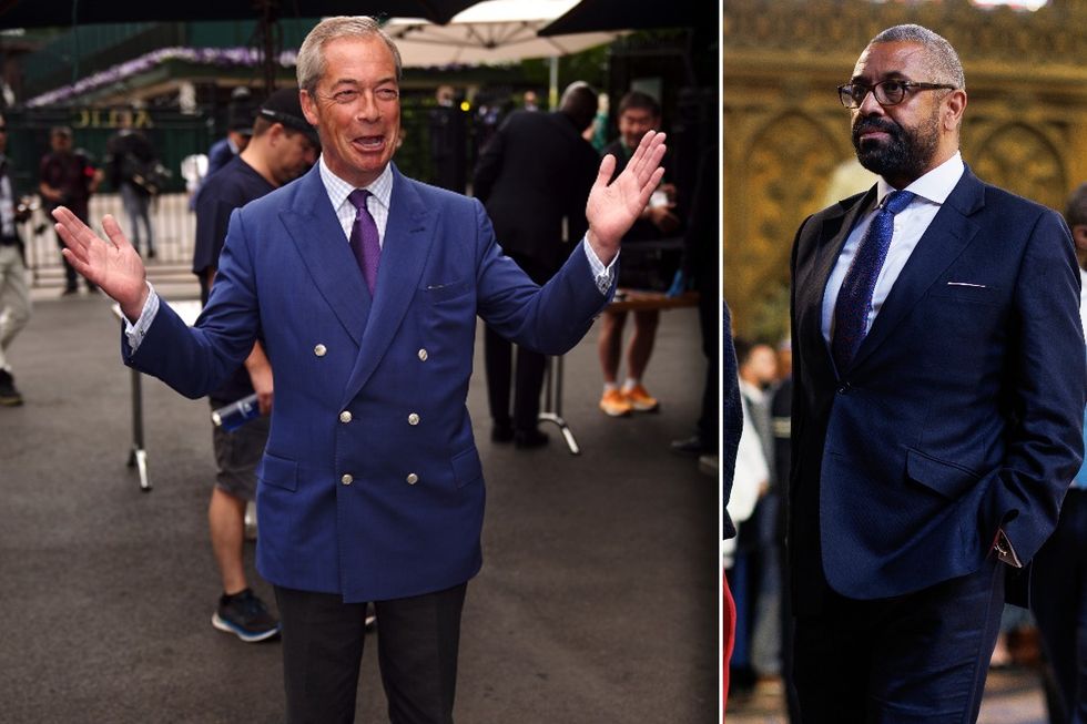 Nigel Farage and James Cleverly