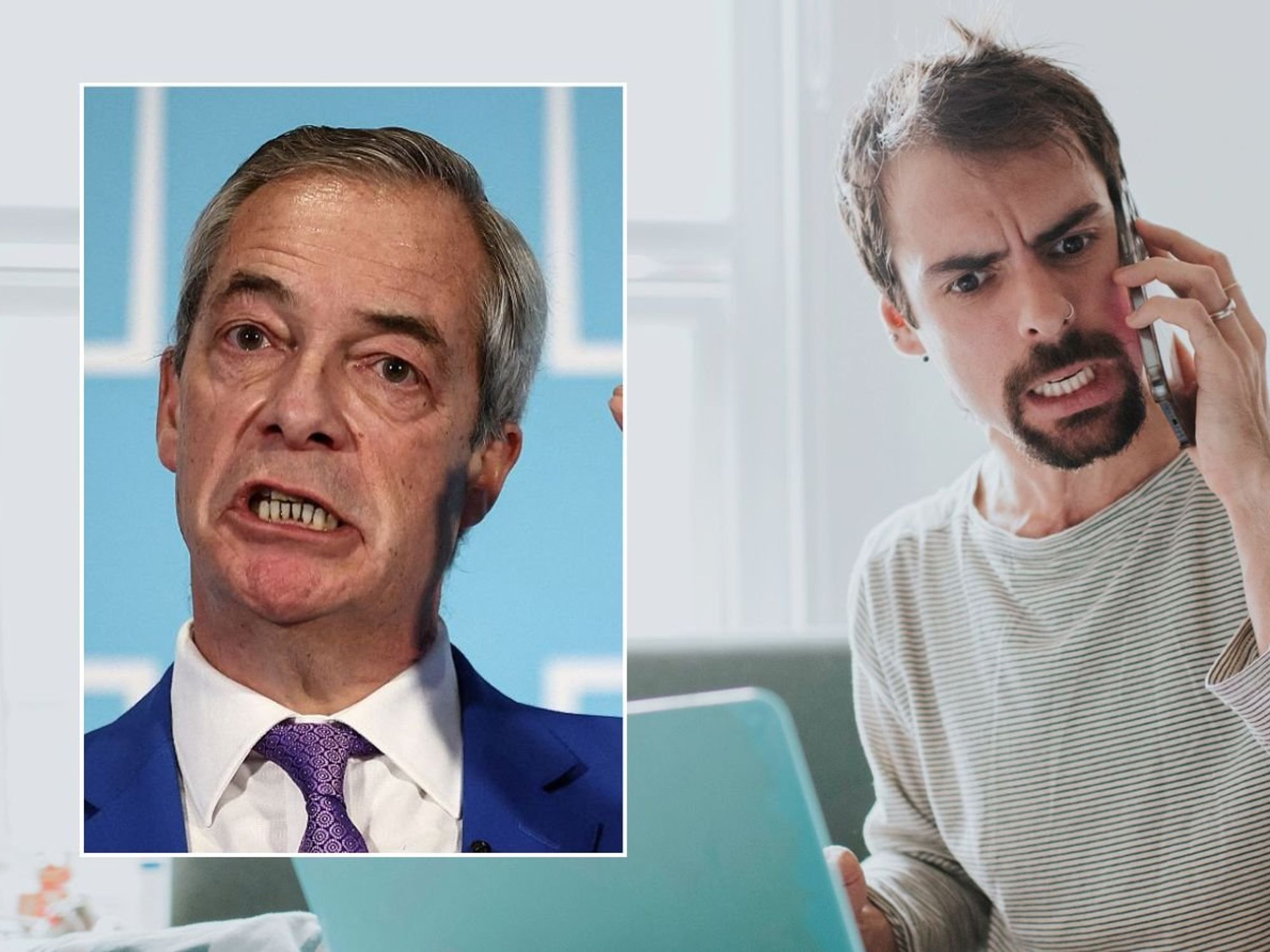 Nigel Farage and man on phone