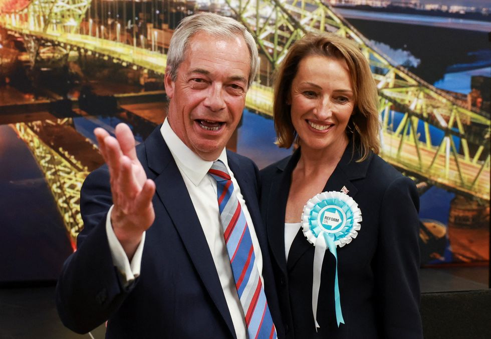 Nigel Farage and Sarah Pochin