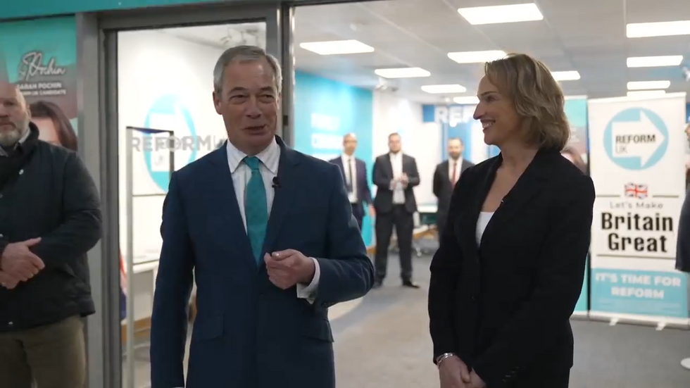 Nigel Farage and Sarah Pochin