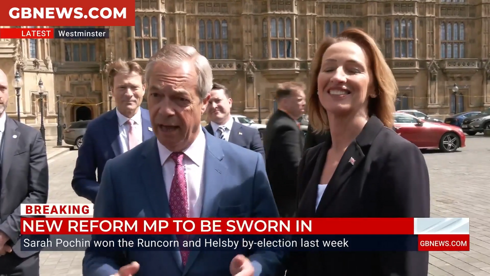 Nigel Farage and Sarah Pochin