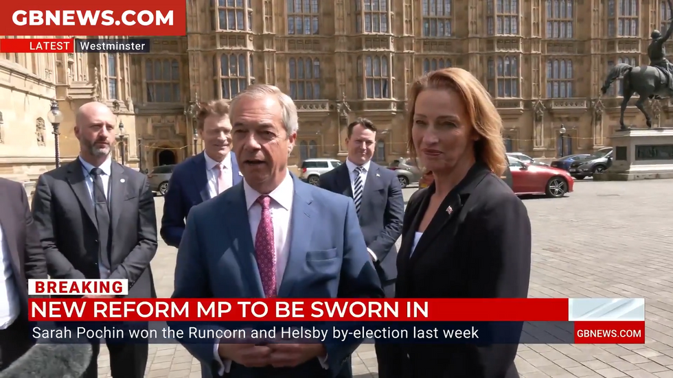 Nigel Farage and Sarah Pochin