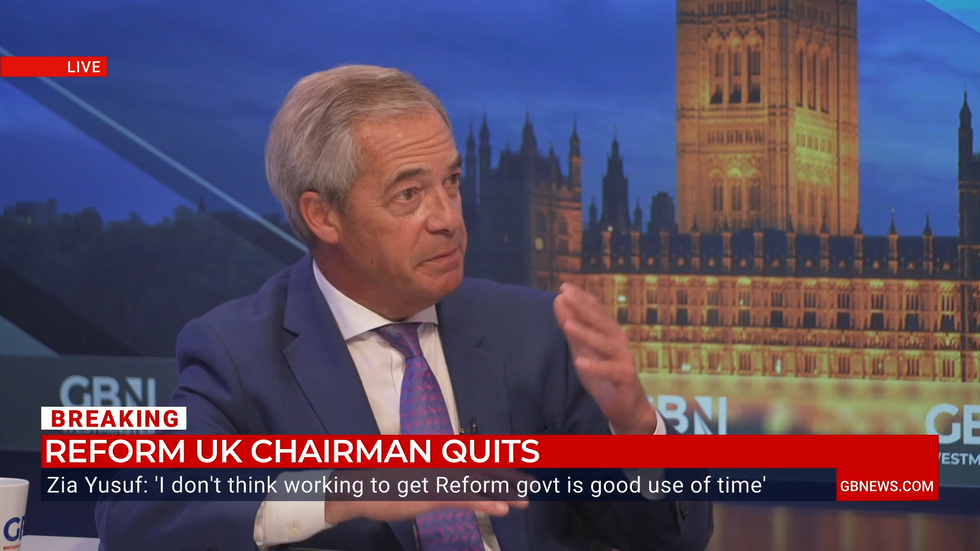 Nigel Farage appeared on GB News shortly after Yusuf announced his resignation on Thursday
