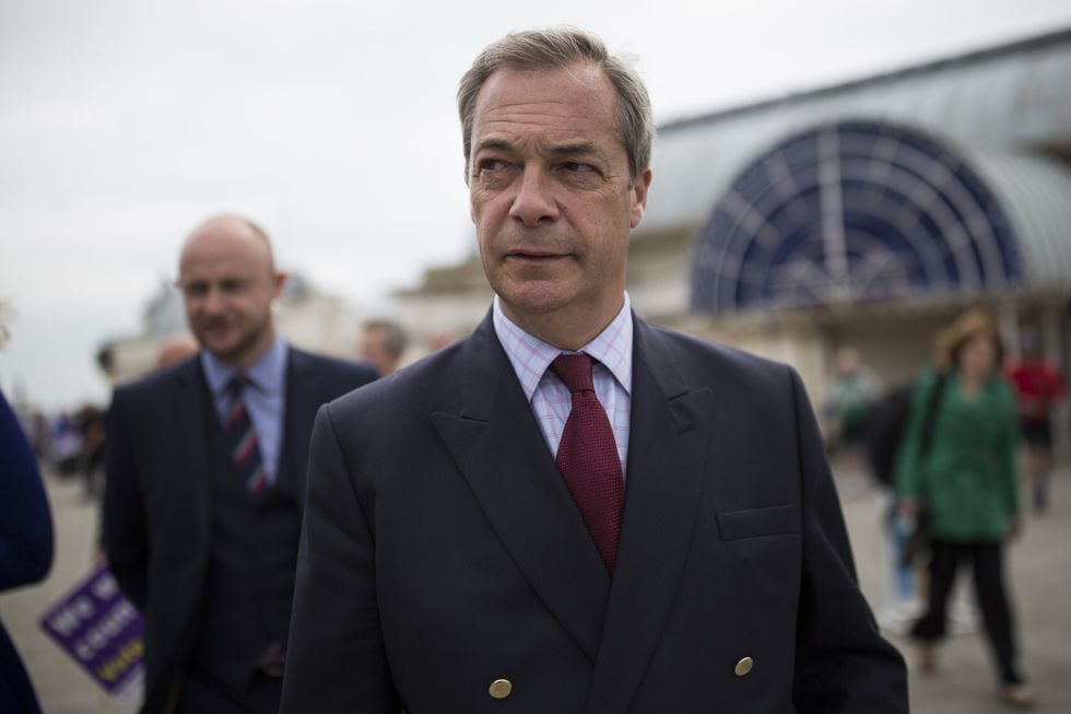 Nigel Farage arrives in Ramsgate for a walk about on June 13, 2016