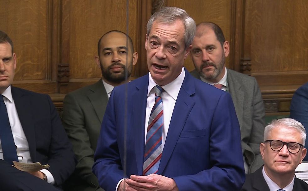 Nigel Farage asking a question at Prime Minister's Questions