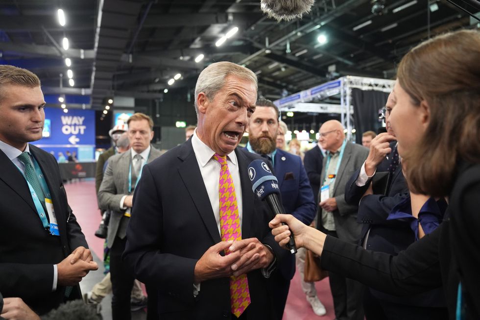 Nigel Farage at the National Exhibition Centre in Birmingham during Reform UK's party conference last month