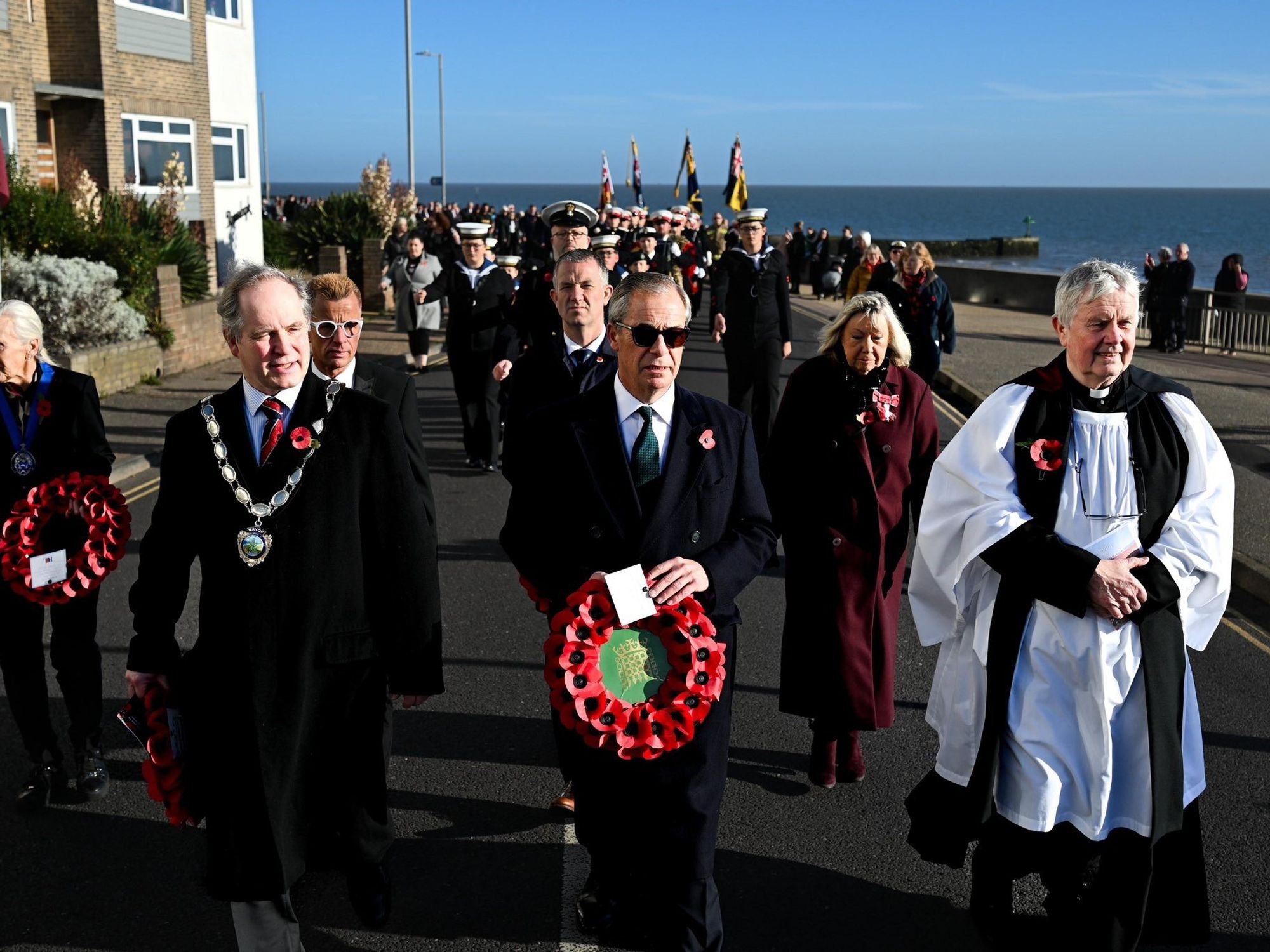 Nigel Farage at Walton-on-the-Naze remeberance service