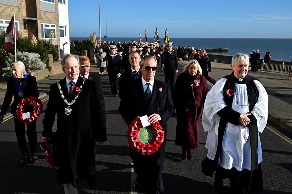 Nigel Farage at Walton-on-the-Naze remeberance service