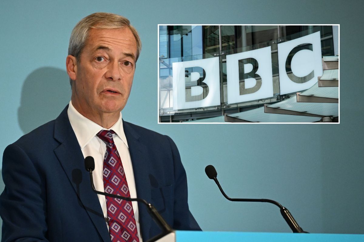 Nigel Farage / BBC sign