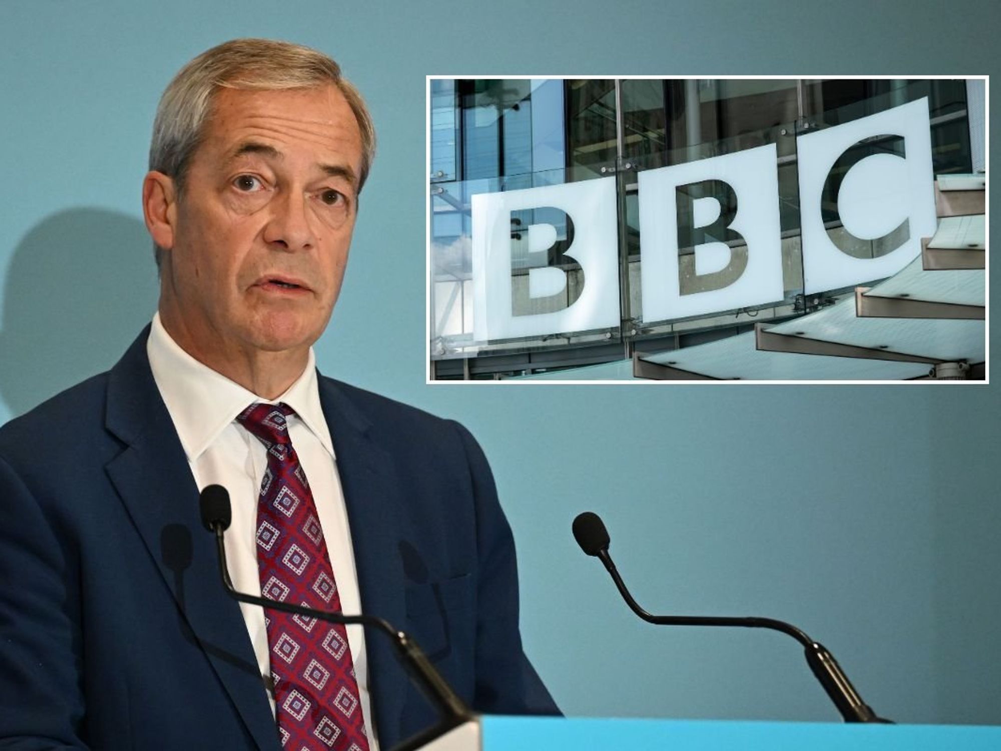 Nigel Farage / BBC sign