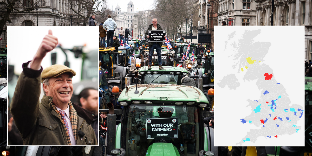 NextImg:MAPPED: Poll shows Labour’s rural support CRUMBLING as country seats swing right – but who’s winning them?