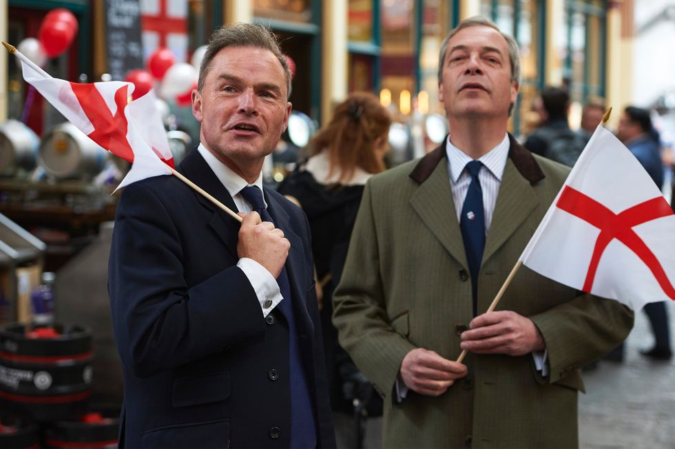 Nigel Farage celebrating St George's Day alongside Peter Whittle