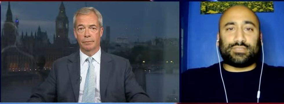 Nigel Farage discussing the Leicester trouble with Dr Rakib Ehsan