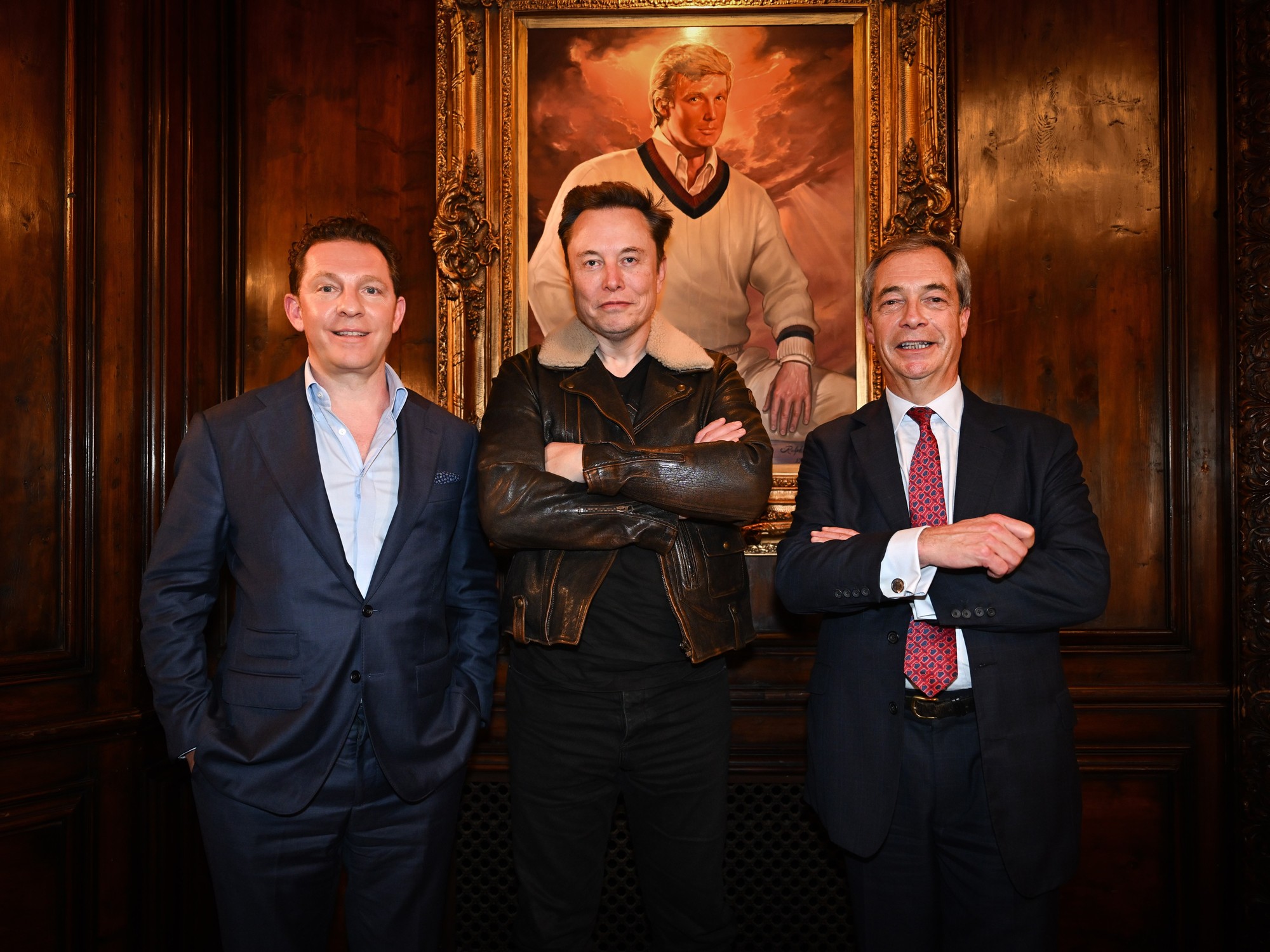 Nigel Farage, Elon Musk and Nick Candy
