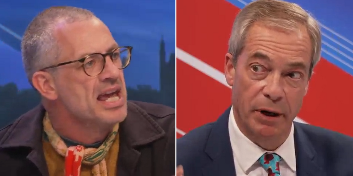 NextImg:Farage in explosive row with activist over ‘nonsense’ climate ruling: ‘Does away with elections’