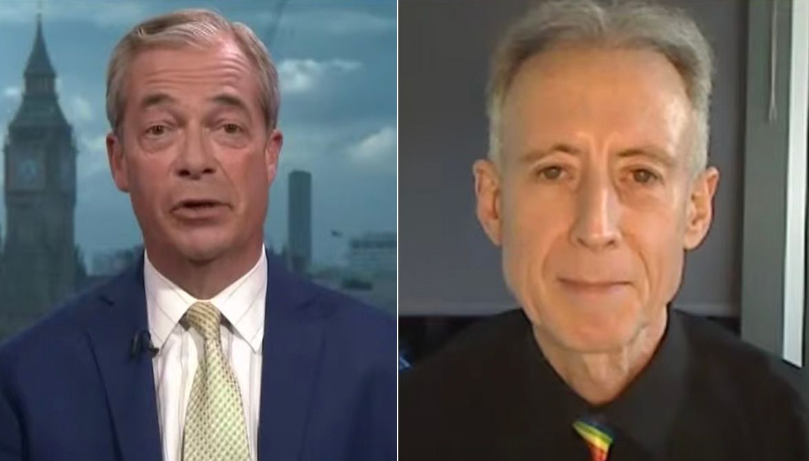 Nigel Farage in discussion with Peter Tatchell