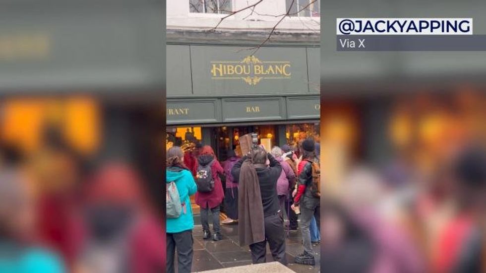 PICTURED: Anti-Reform protesters target Nigel Farage as classy restaurant forced to close shutters