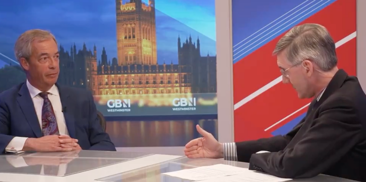 NextImg:Nigel Farage explains to Jacob Rees-Mogg why a Tory-Reform pact would not work