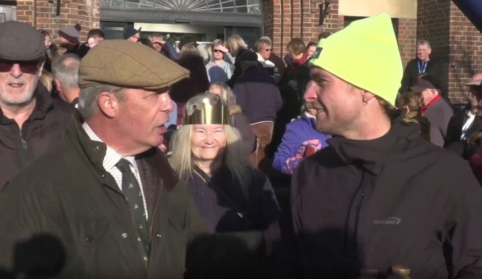 Nigel Farage joined hundreds of locals to welcome Sam King
