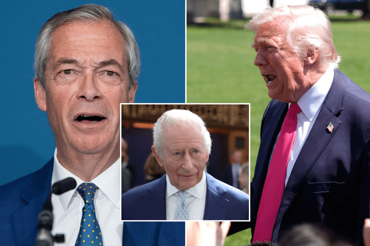 Nigel Farage, King Charles and Donald Trump