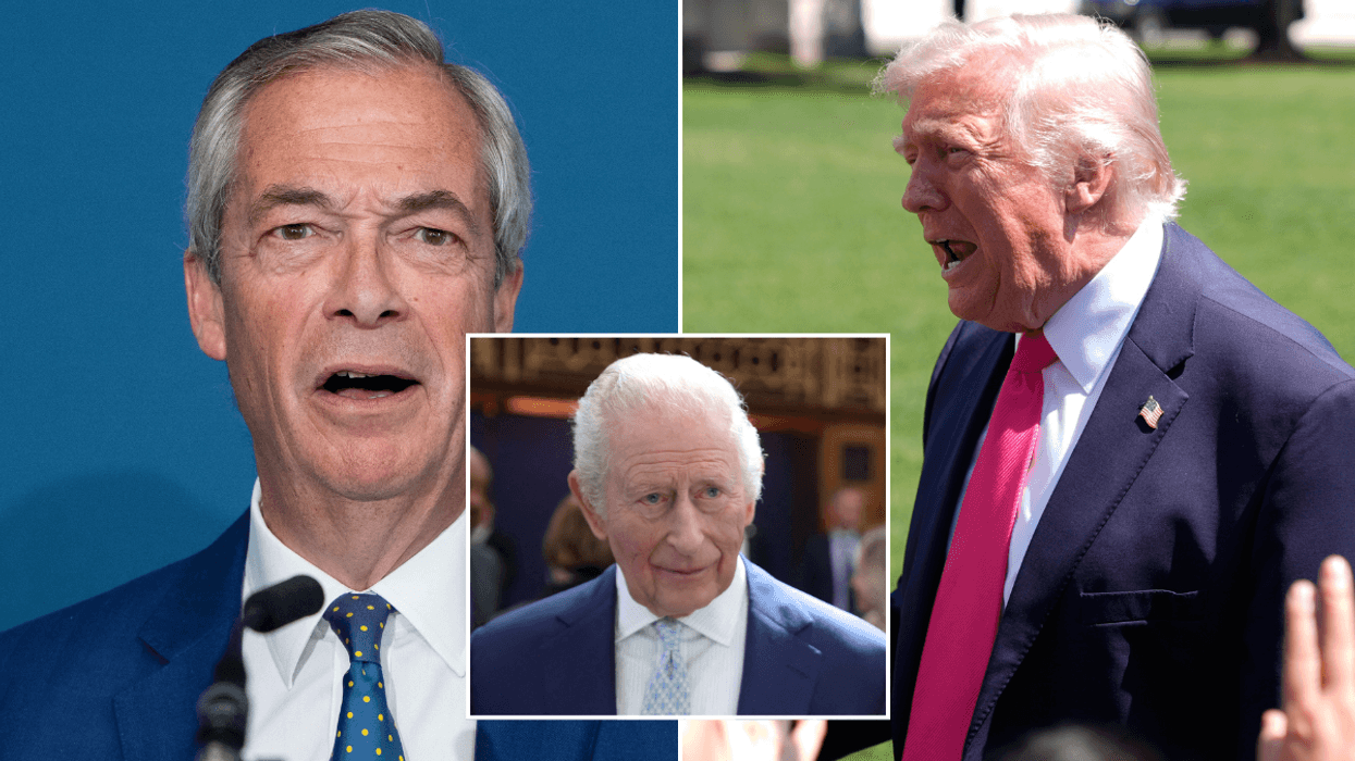 Nigel Farage, King Charles and Donald Trump