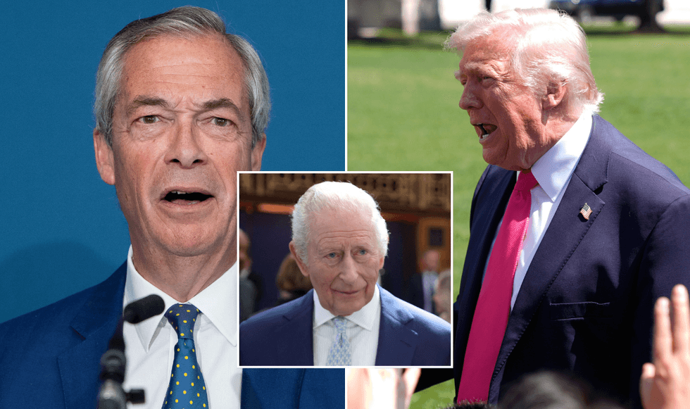 Nigel Farage, King Charles and Donald Trump