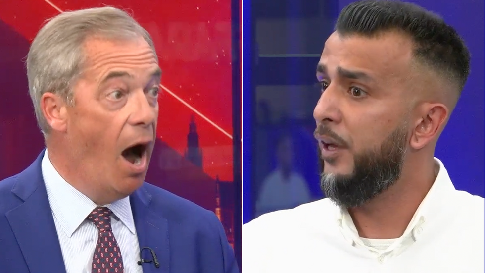 Nigel Farage (left) and Shakeel Afsar (right)