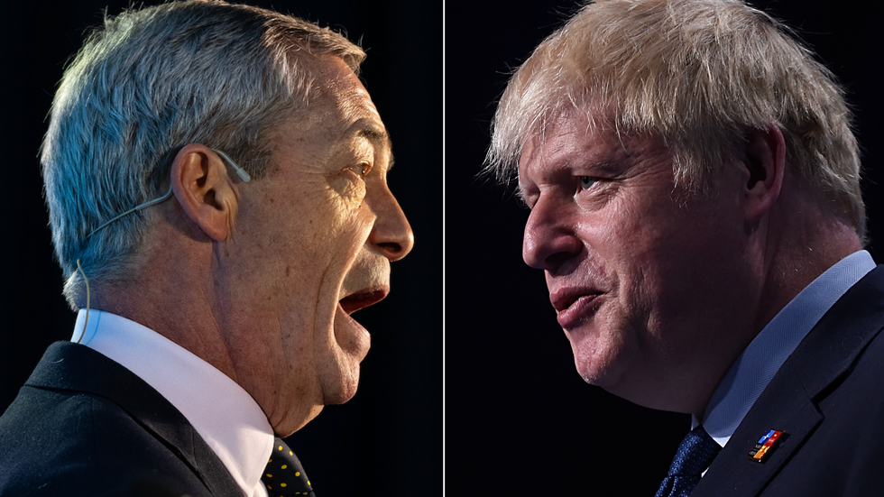 Nigel Farage (left), Boris Johnson (right)