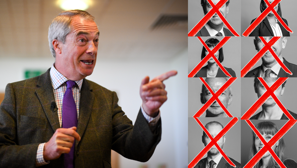 Nigel Farage (left), cabinet ministers looking to lose their seats (right)
