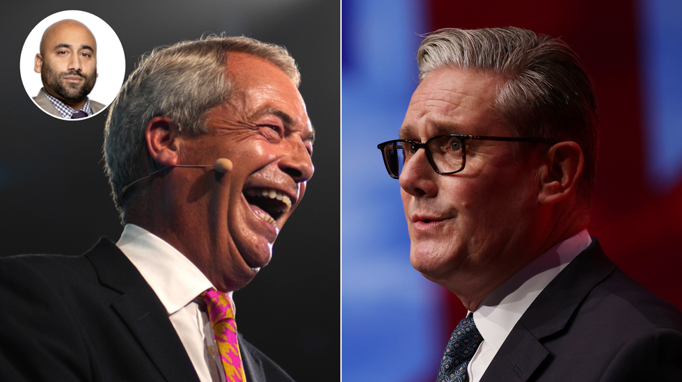 Nigel Farage (left), Keir Starmer (right)