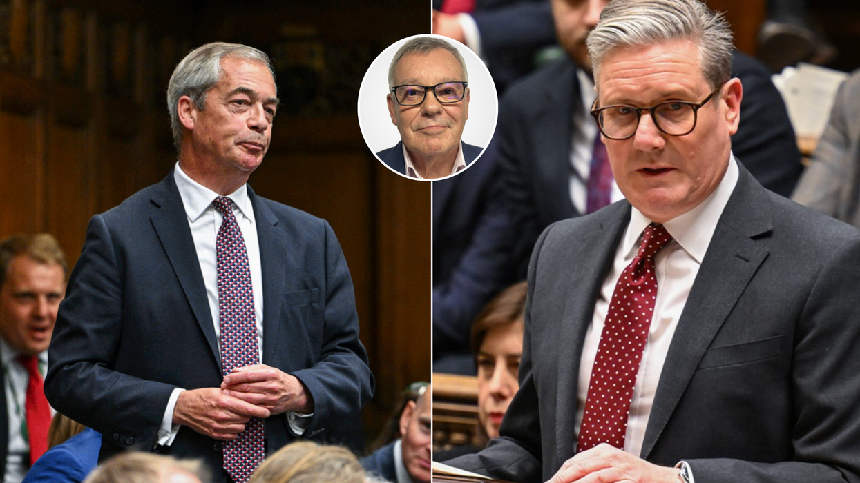 Nigel Farage (left), Keir Starmer (right)