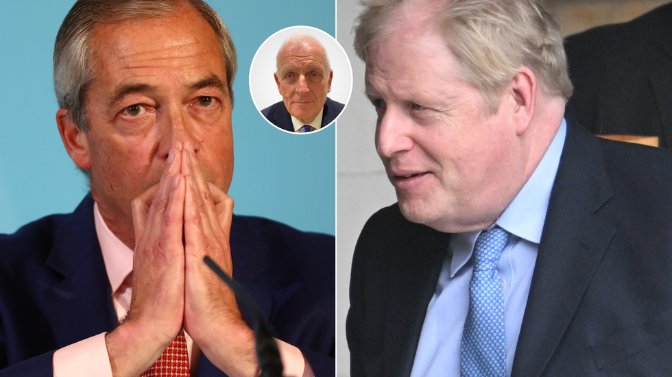 Nigel Farage (left), Kelvin MacKenzie (middle), Boris Johnson (right)