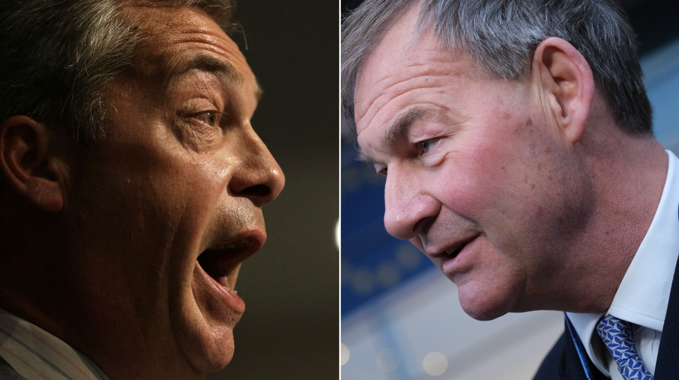 Nigel Farage (left), Rupert Lowe (right)