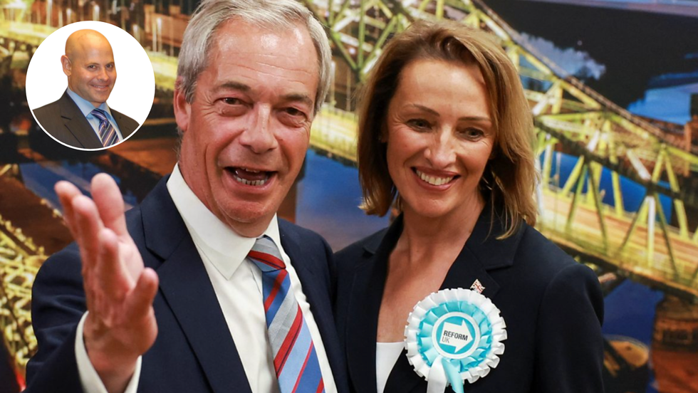 Nigel Farage (left), Sarah Pochin (right)