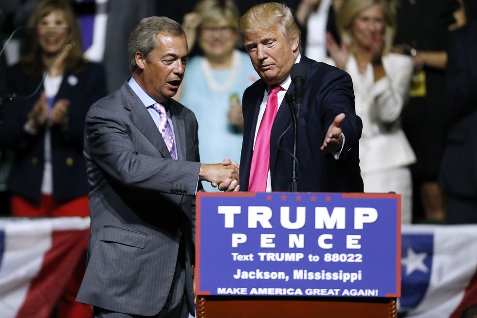 Nigel Farage (left) with Donald Trump (right) on the campaign trail in 2016