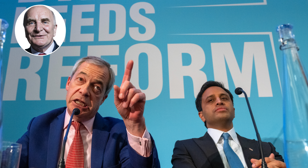 Nigel Farage (left), Zia Yusuf (right)