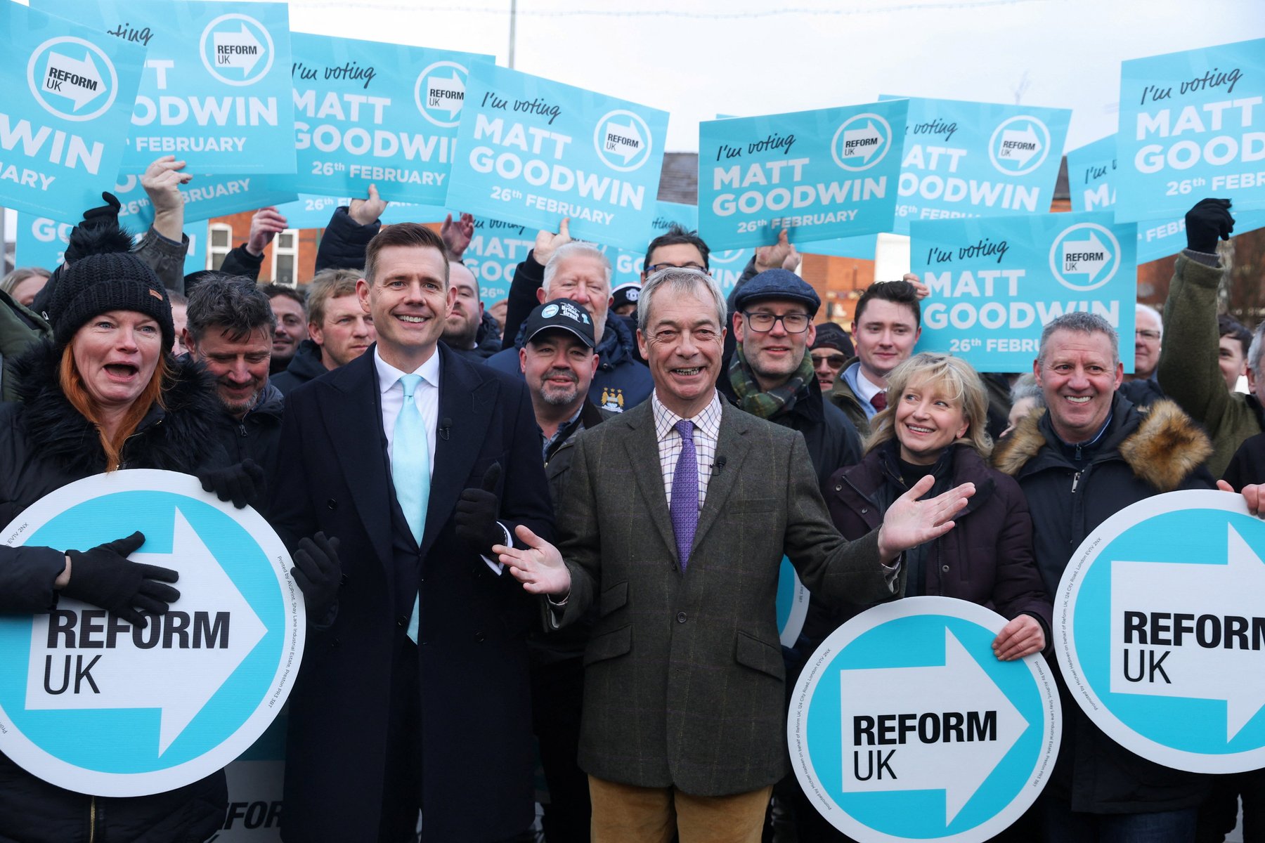 Nigel Farage, Matt Goodwin at Gorton and Denton