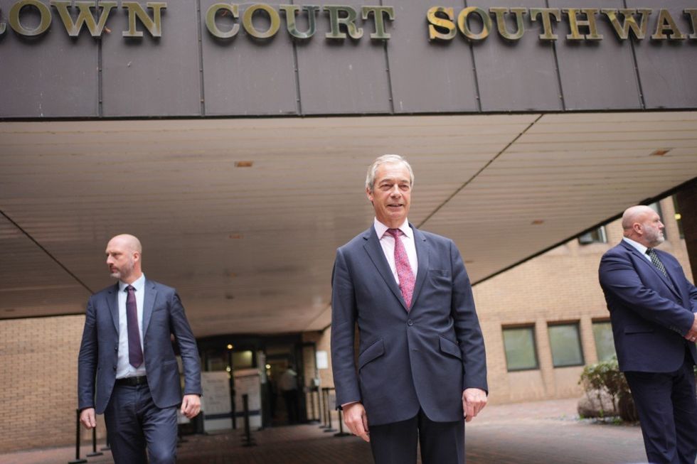 Nigel Farage outside Southwark Crown Court
