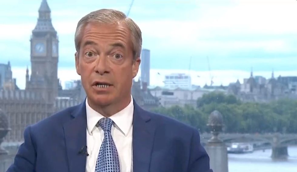 Nigel Farage presenting his show on GB News