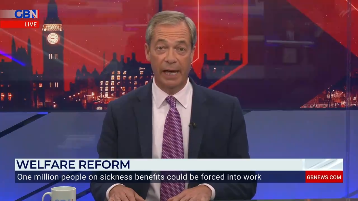 Nigel Farage presents on GB News