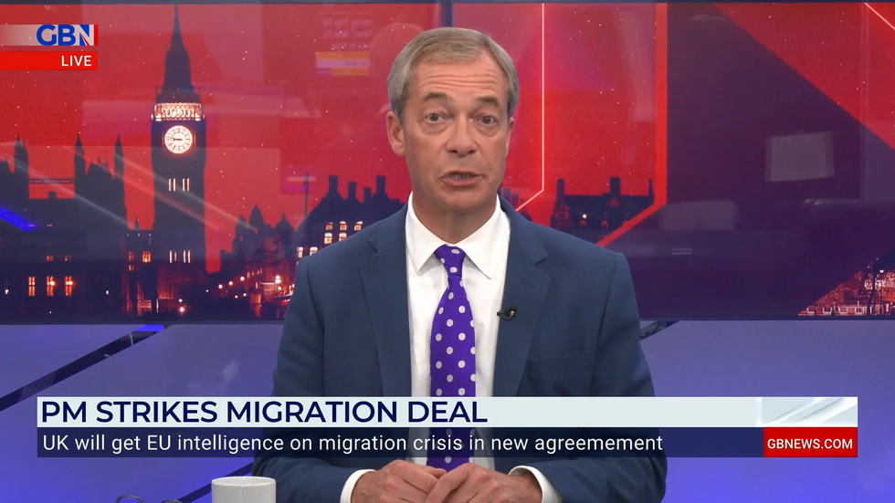 Nigel Farage presents on GB News