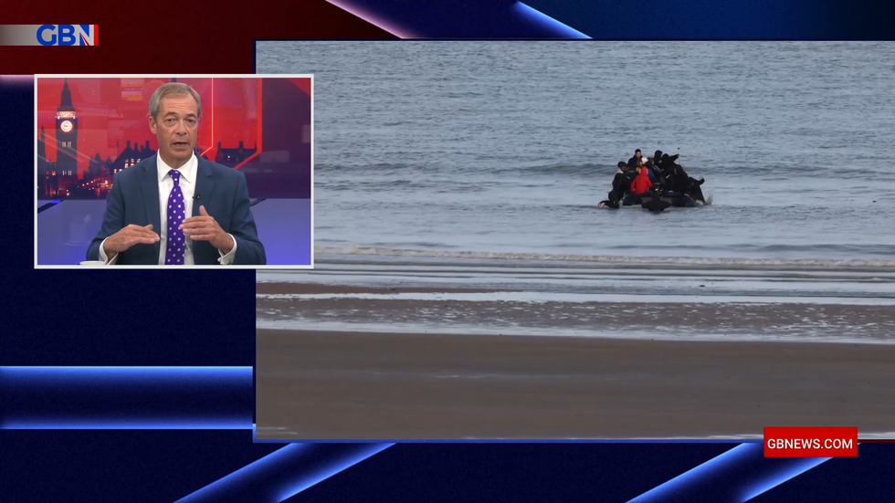 Nigel Farage presents on GB News