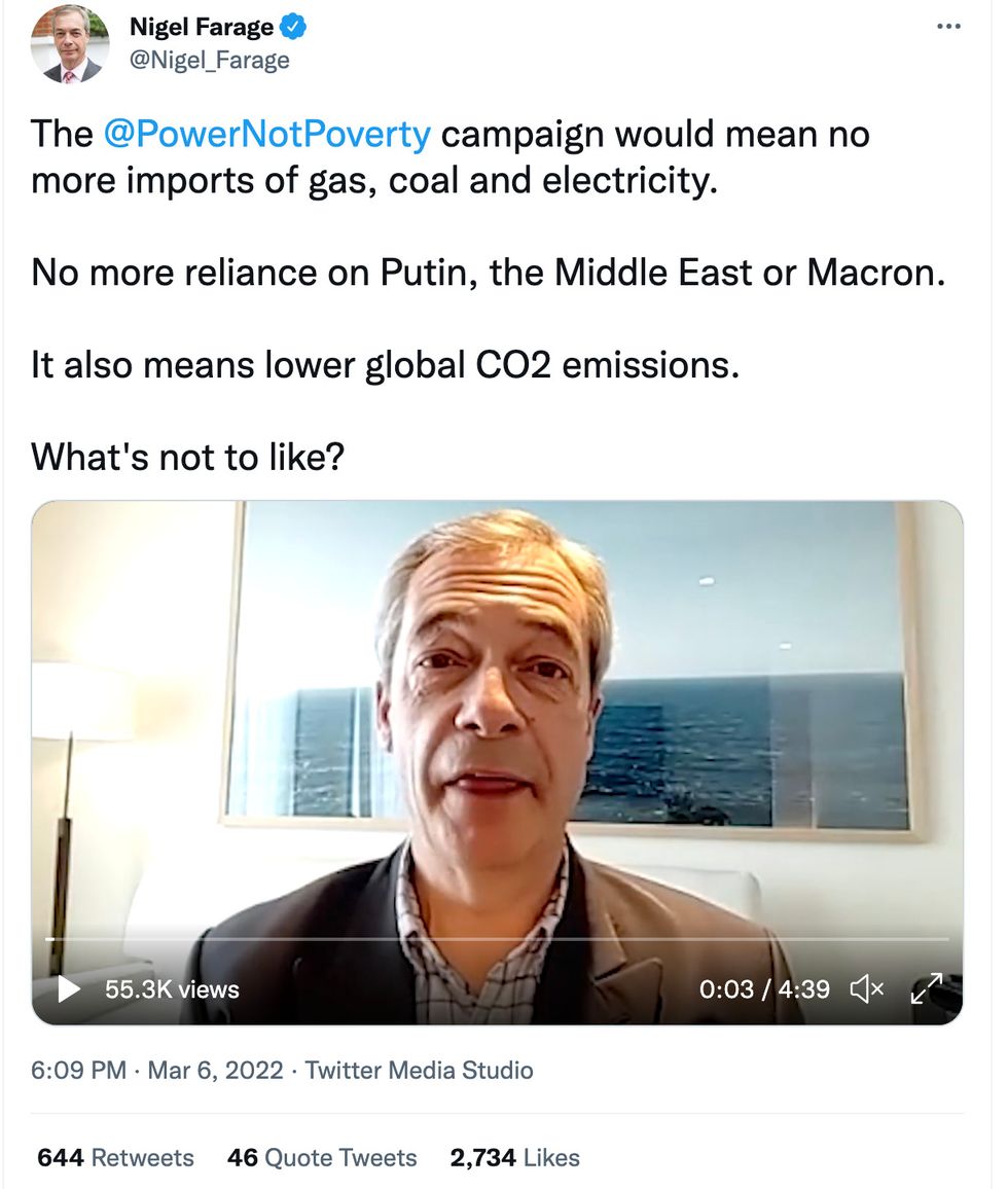 Nigel Farage promotes the movement on his Twitter account
