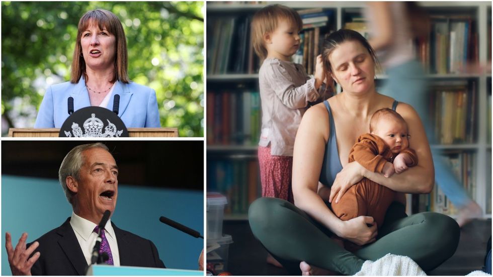 Nigel Farage, Rachel Reeves and mum with children
