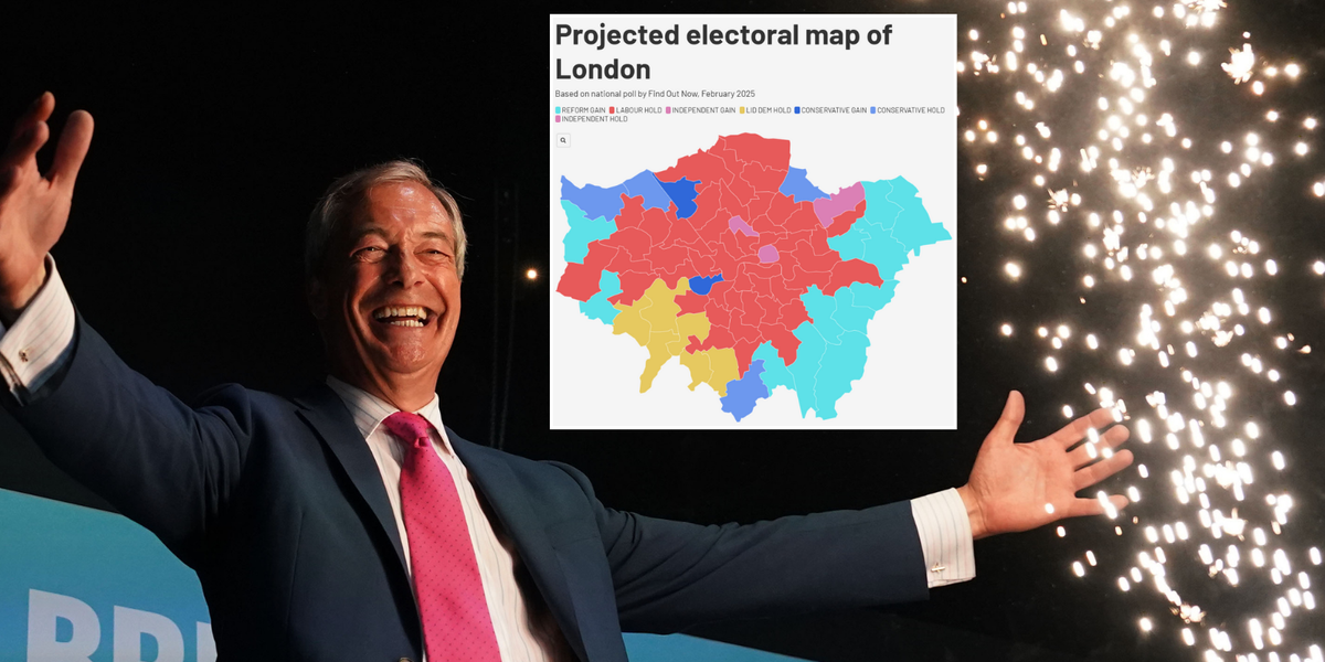 NextImg:‘Wow!’ Reform set to make ‘unprecedented gains’ in London - Farage to snatch 12 seats in red capital