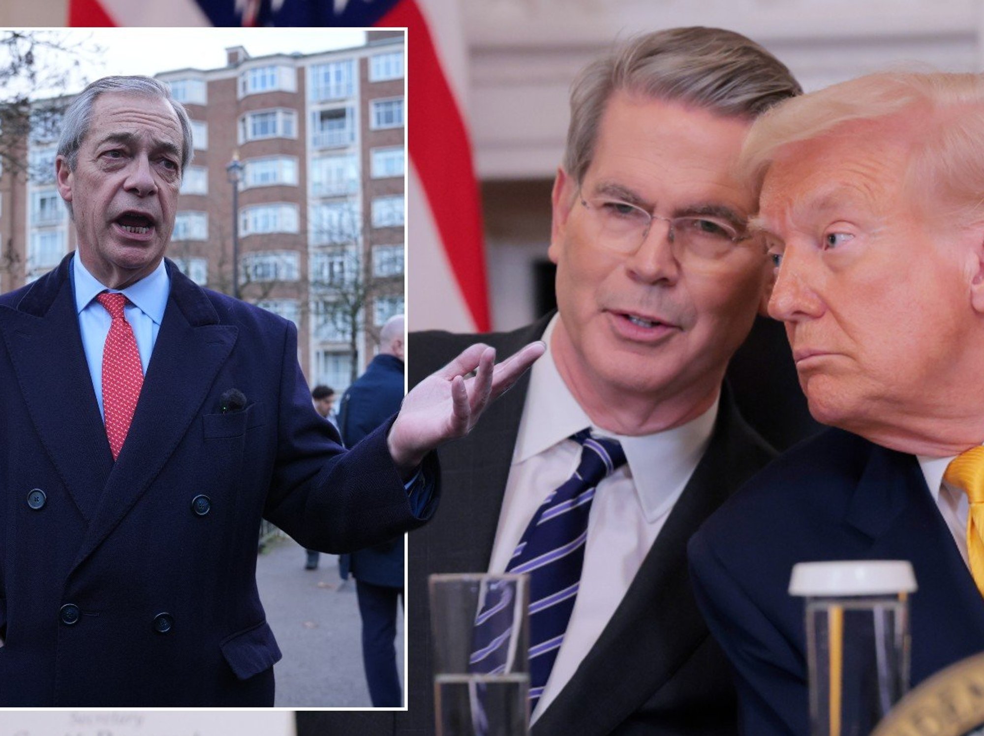 Nigel Farage/Scott Bessent/Donald Trump