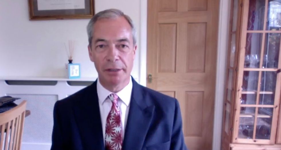 Nigel Farage speaking about Brexit on the sixth anniversary