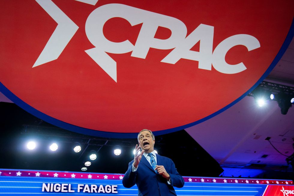 Nigel Farage speaking at CPAC in the United States