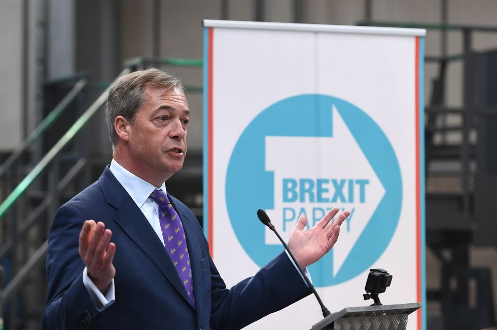 Nigel Farage speaking at the launch the Brexit Party's European Parliament elections campaign in Coventry